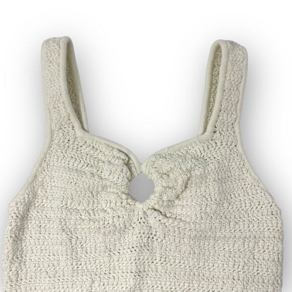 Abercrombie & Fitch Cinched Cutout Crochet Tank Top Cream Women’s Size XS - Picture 4 of 13